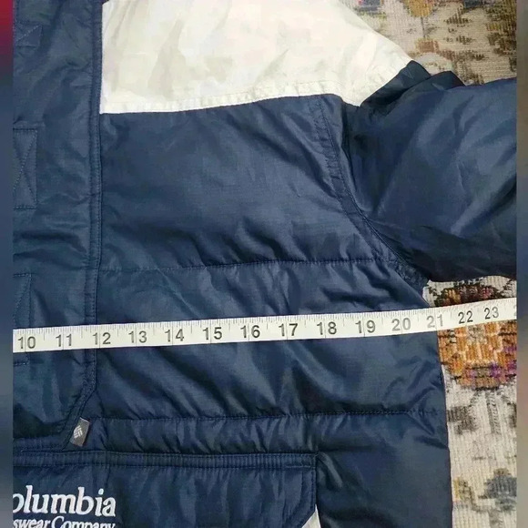 Columbia Mens Vintage Classic Navy Pullover Puffer Winter Hooded Jacket, sz SM - Picture 15 of 17